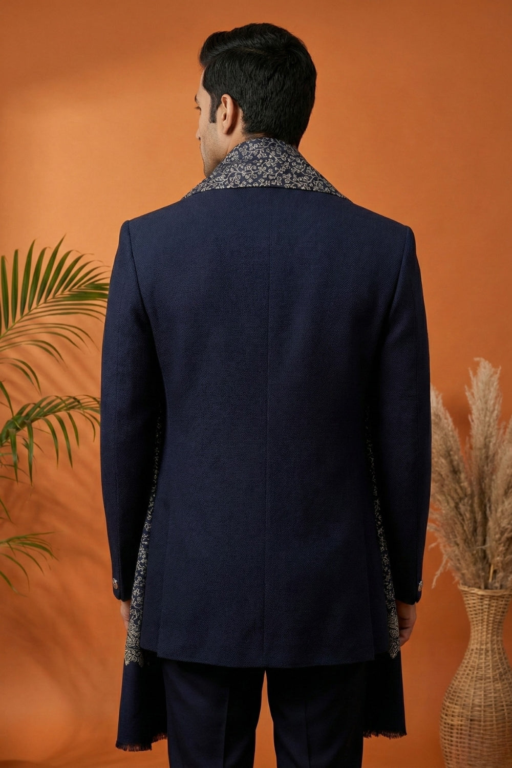 Navy Blue Imported Jodhpuri With Cutdana And Zardosi Work