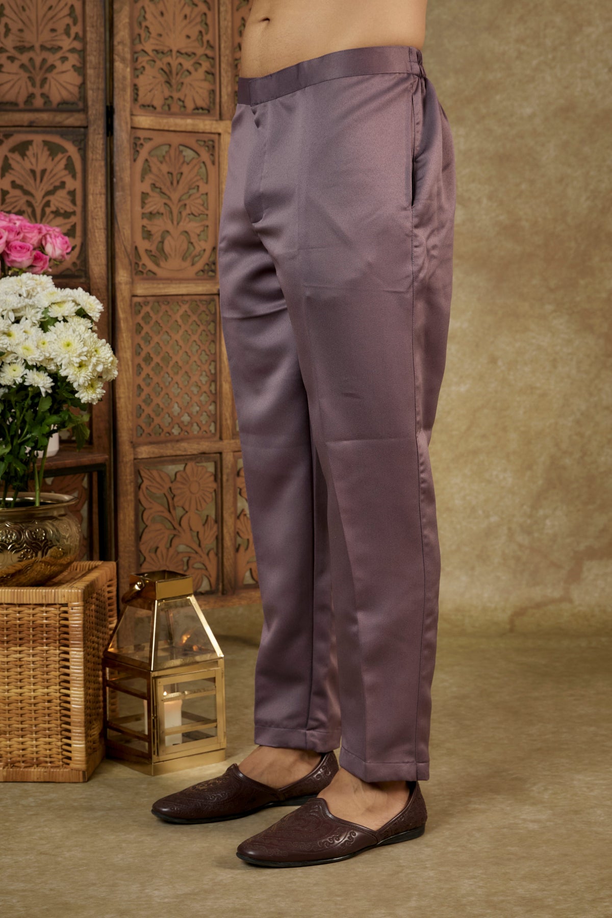 Onion Pink Sequinned Silk Open Indowestern Set
