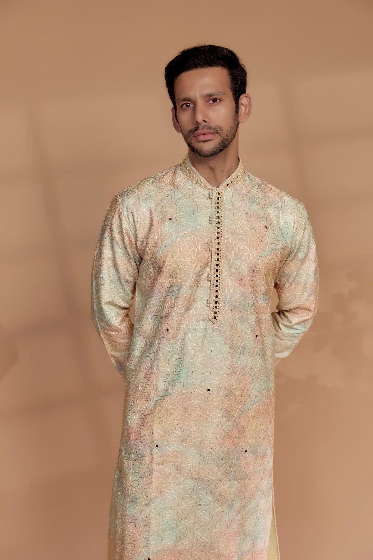 Multi-Colored Silk Kurta Set