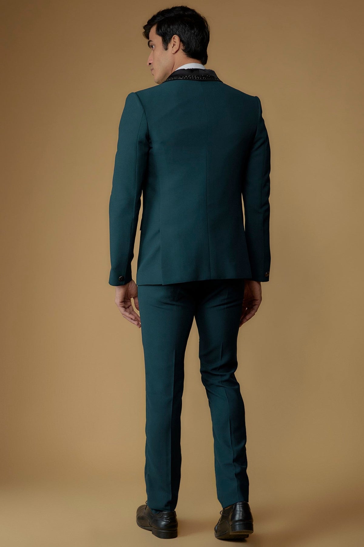 Navy Blue Japanese Suiting Hand Embroidered Tuxedo Set