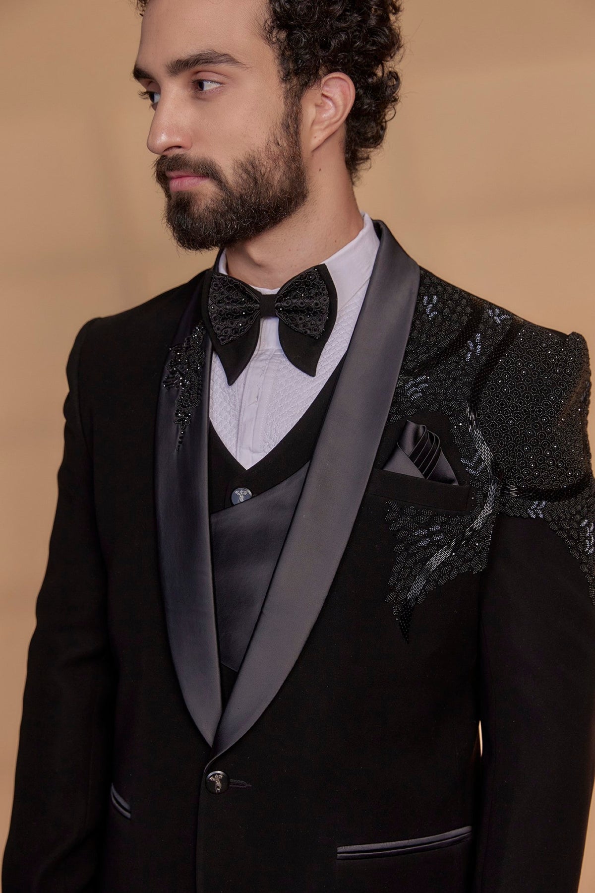 Jet Black Lachka Tuxedo Set