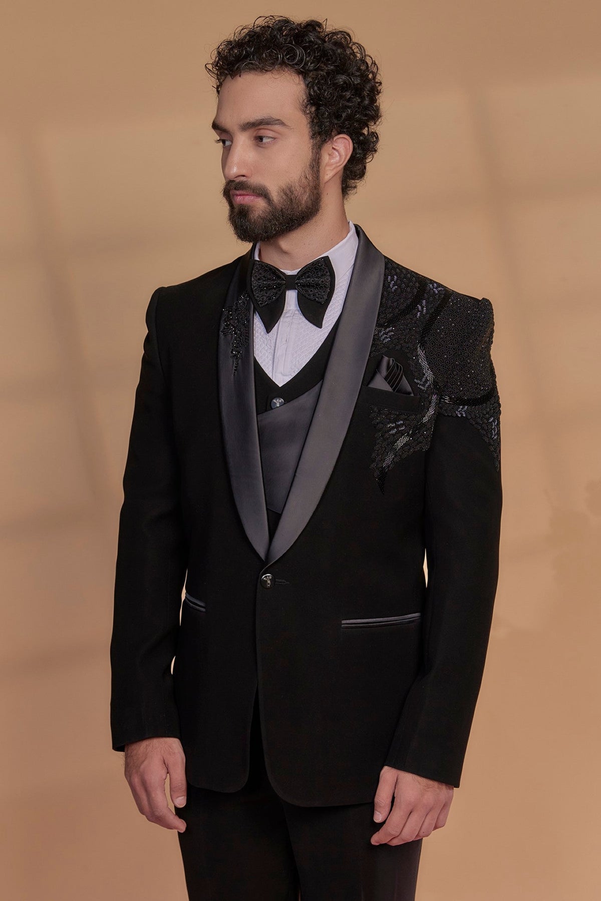 Jet Black Lachka Tuxedo Set