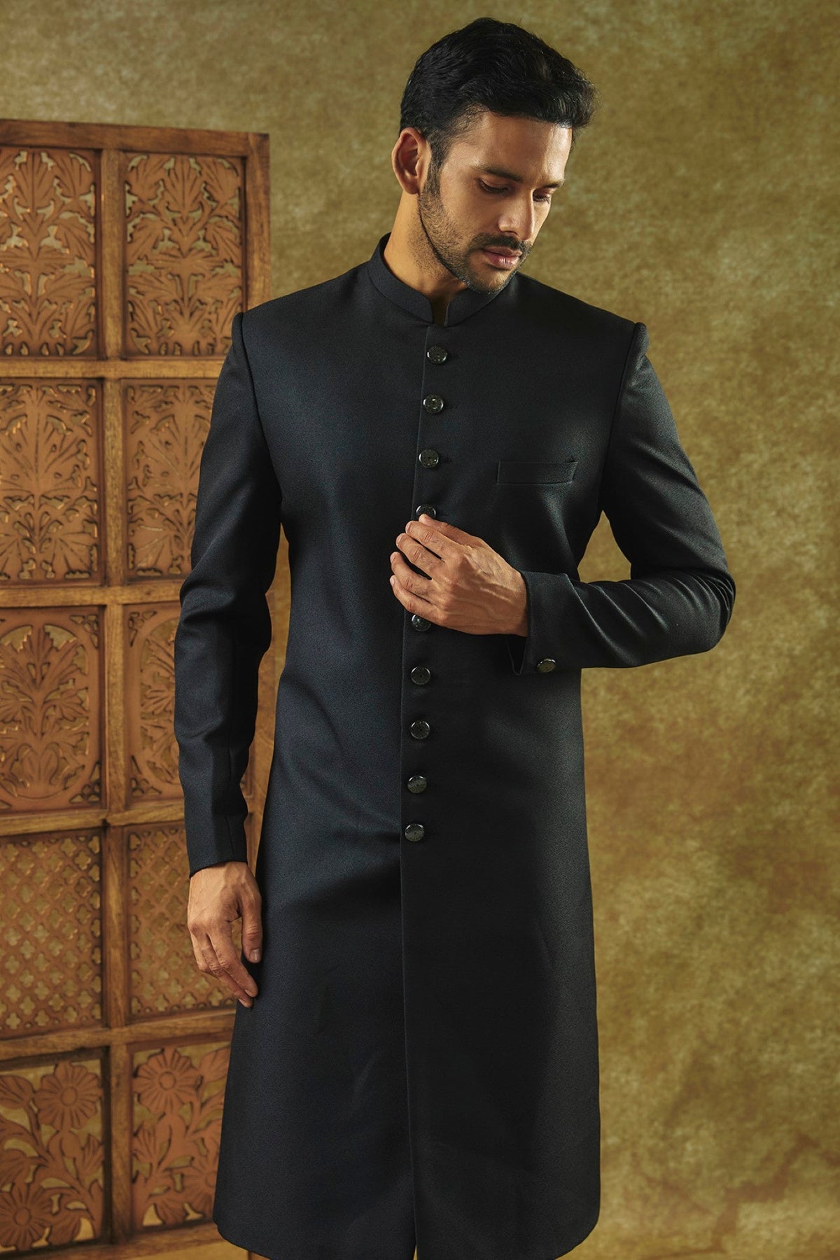 Classic Black Silk Indo-Western Set