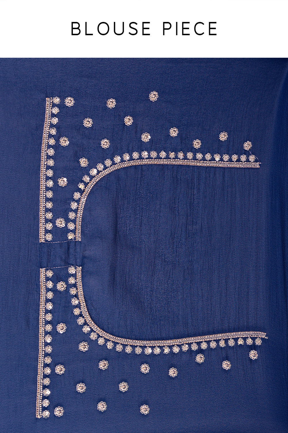 Midnight Blue Organza Saree with Sequins and Unstitched Blouse