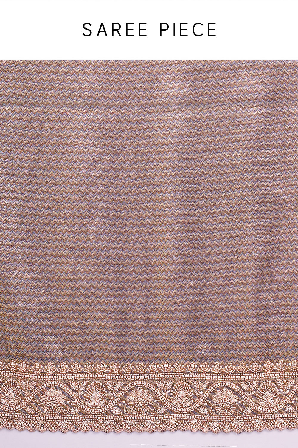 Metallic Purple Shimmer Zari Brocade Saree with Rose Gold Cutdana Embroidery and Unstitched Blouse