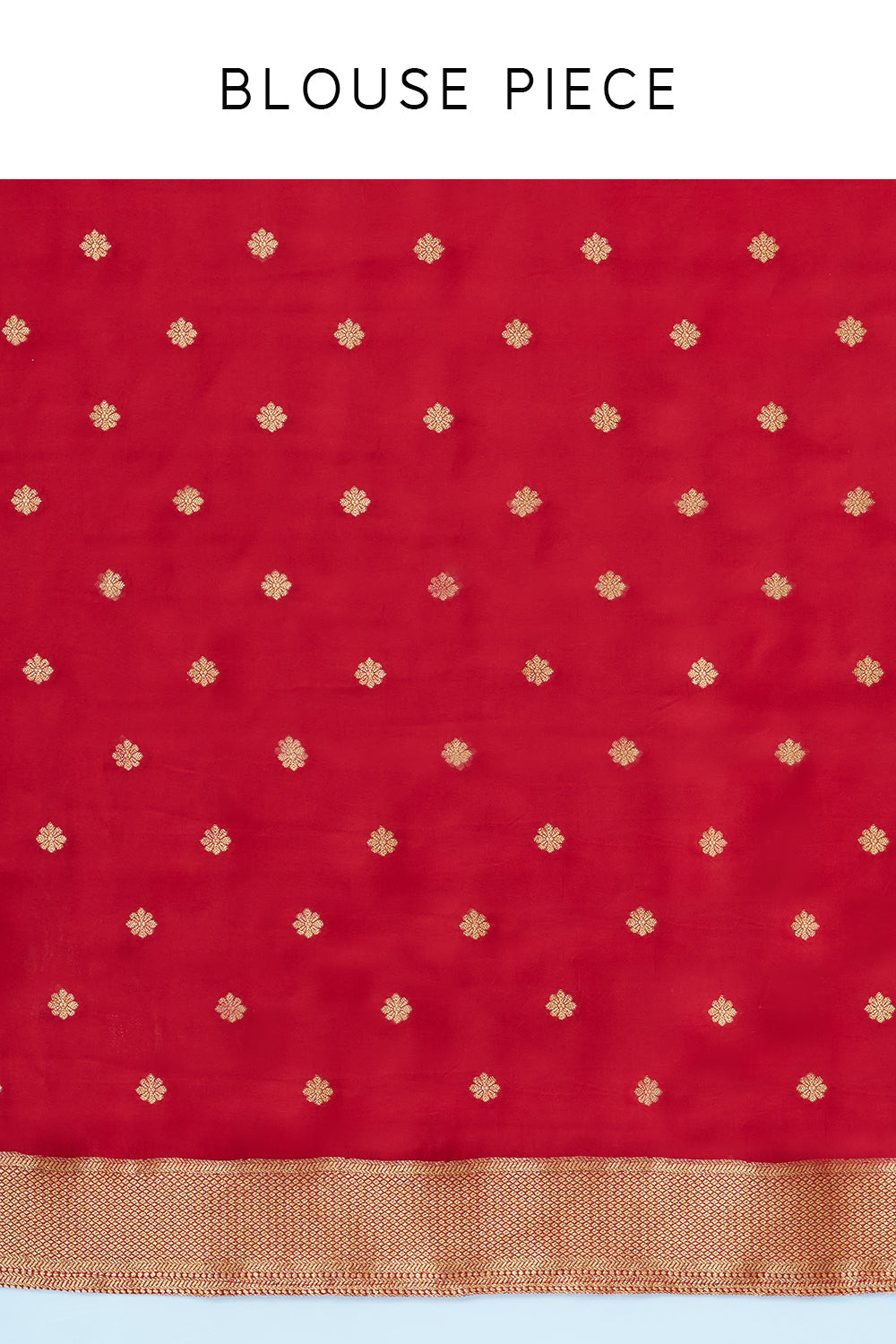 Red Banarasi Brocade Saree with Leaf Imprint and Unstitched Blouse