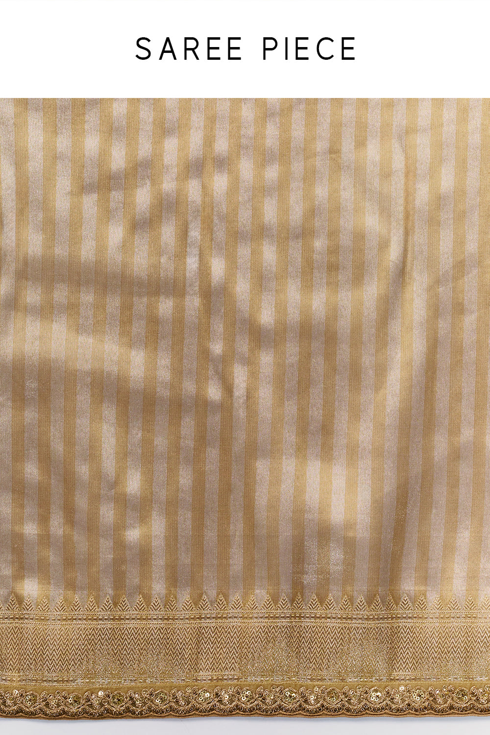 Golden Banarasi Silk Woven Saree with Cutdana Sequins and Zari Hand Work
