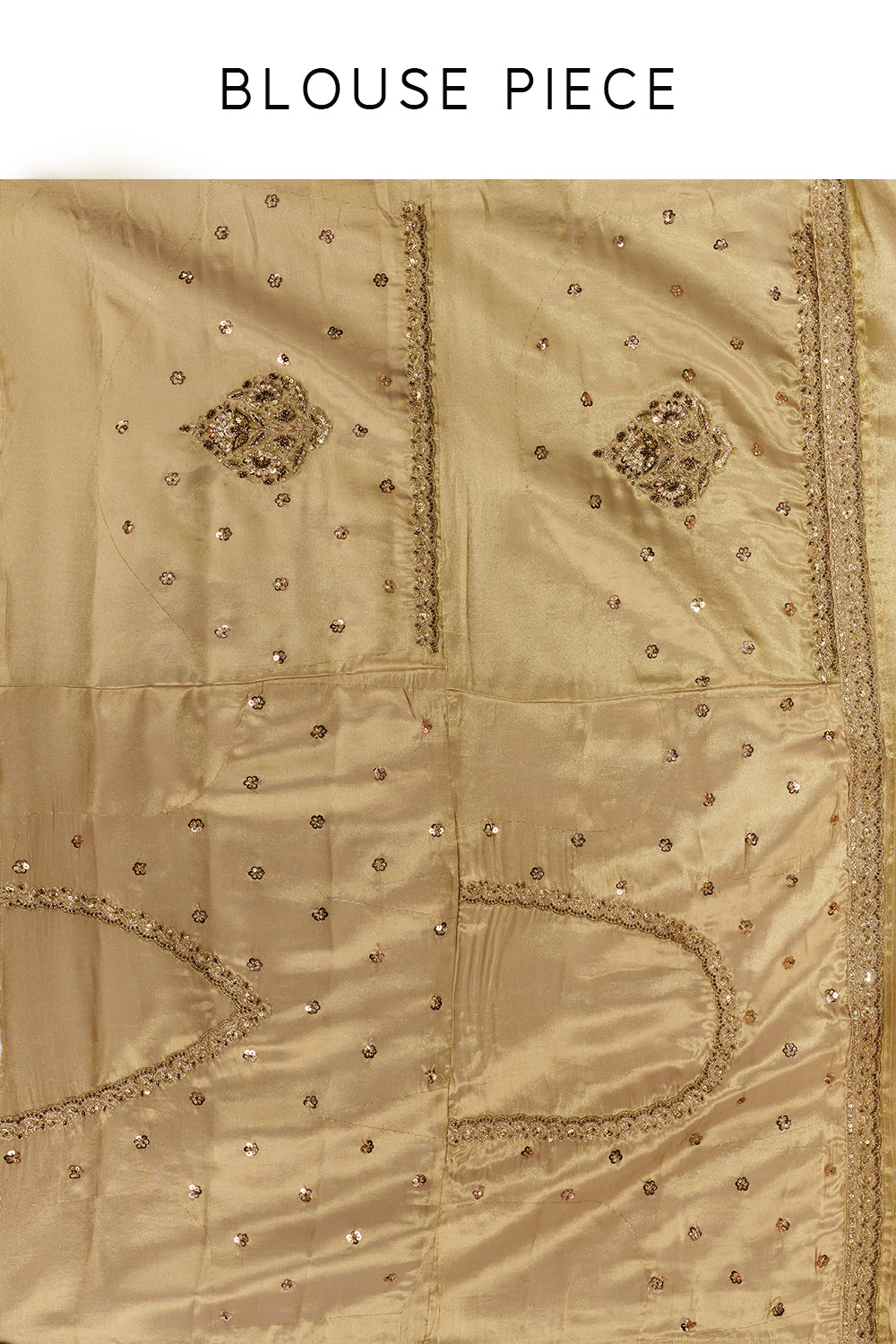 Golden Banarasi Silk Woven Saree with Cutdana Sequins and Zari Hand Work