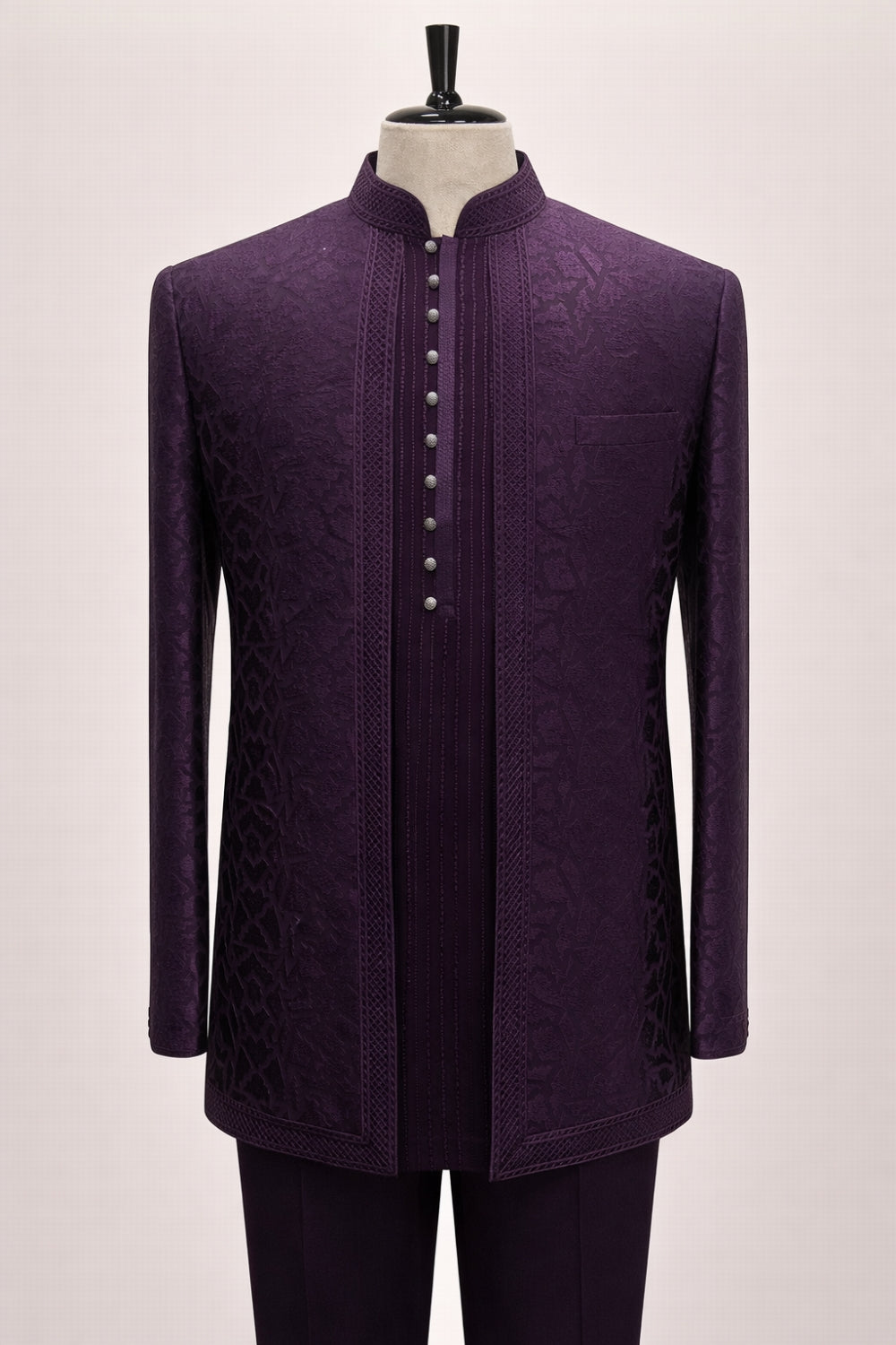 Wine Imported Indo Western Set With Sequins And Embroidery Work