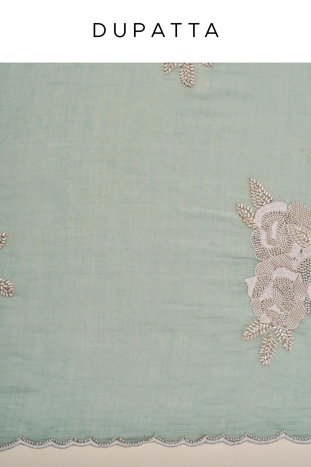 Aqua Blue Floral Embroidered Unstitched Suit Set