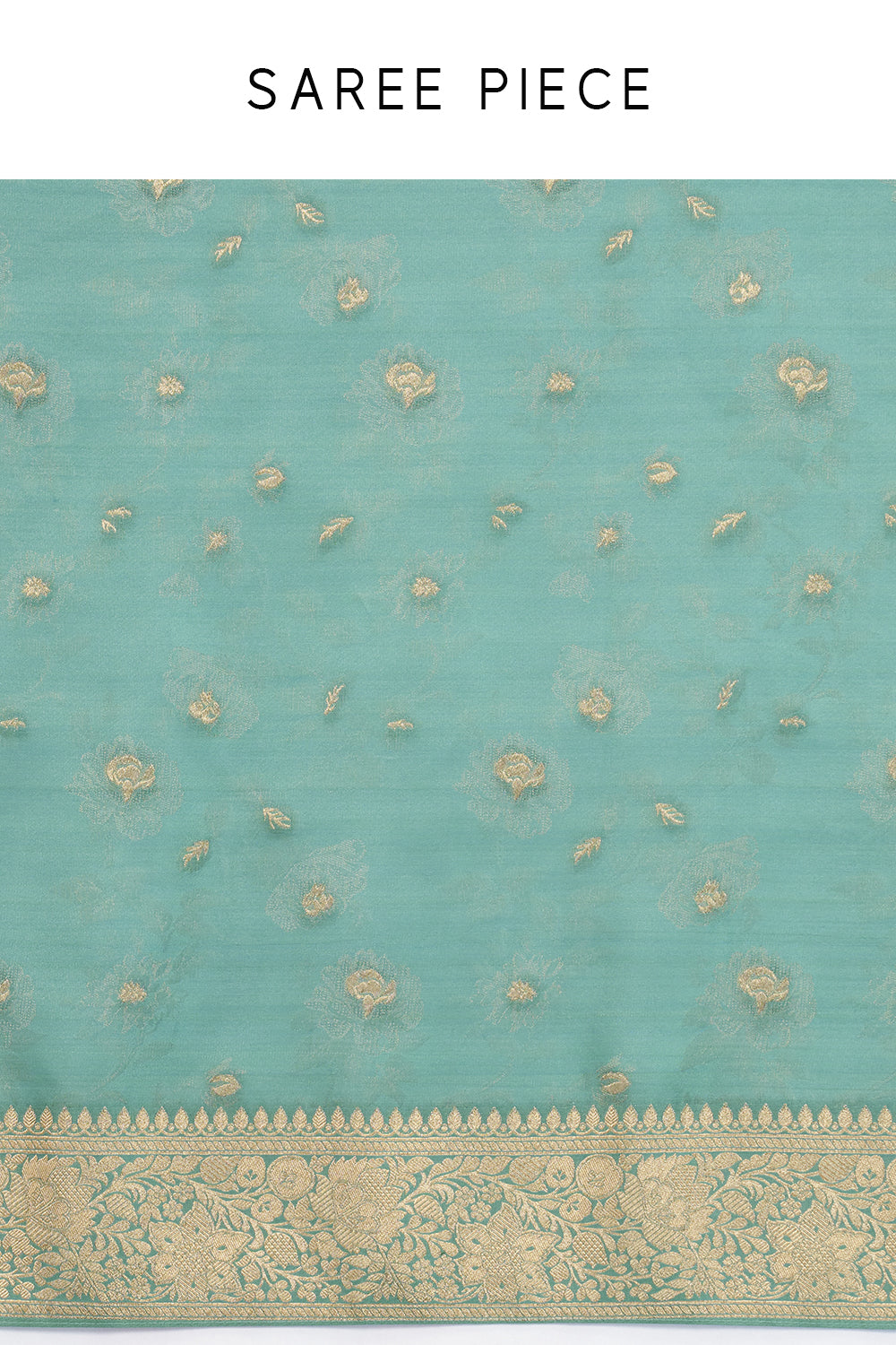 Aqua Green Woven Banarasi Satin Saree with Resham and Zari Work