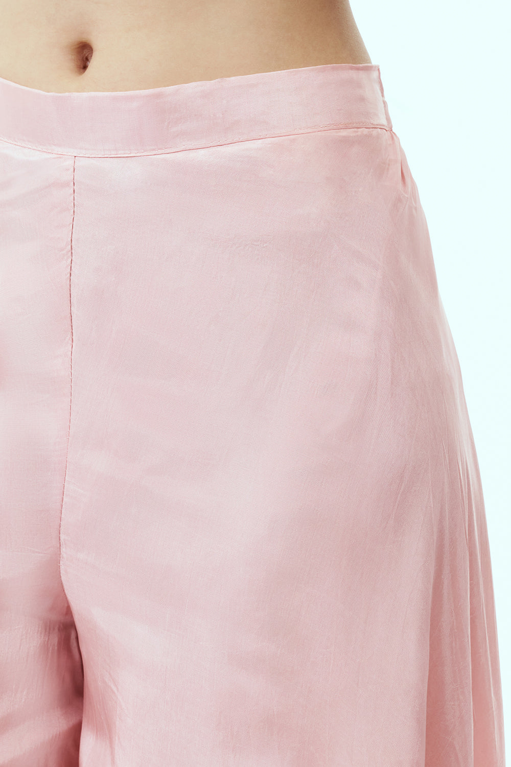Baby Pink Organza Short Kurti with Palazzo Pants with Zardosi and Gota Work