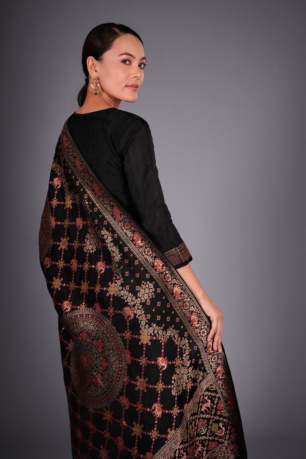 Black Banarasi Kurta Set with Buti Embroidery
