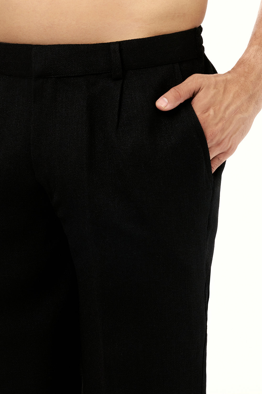 Black Cotton Jute Mens Jodhpuri Set with Resham and Cutdana Work