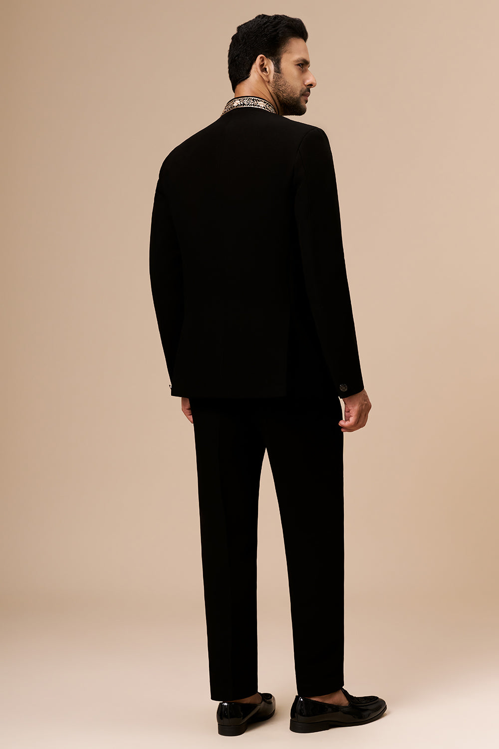 Black Georgette Jodhpuri with Cut Dana and Zari Elephant Motif