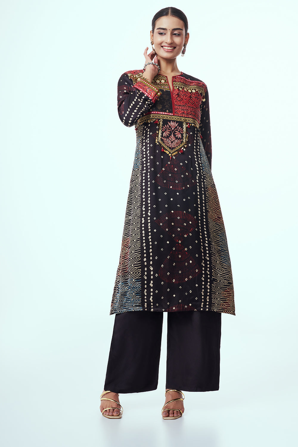 Black Modal Indo Western with Mirror Work