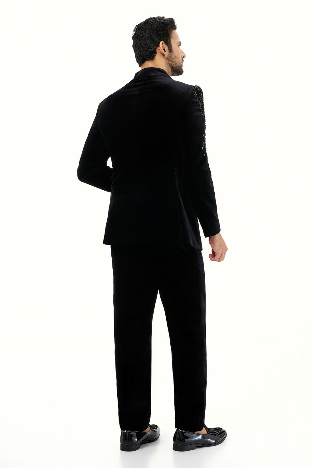 Black Velvet Jodhpuri Set Mens Jodhpuri with Zardosi Work