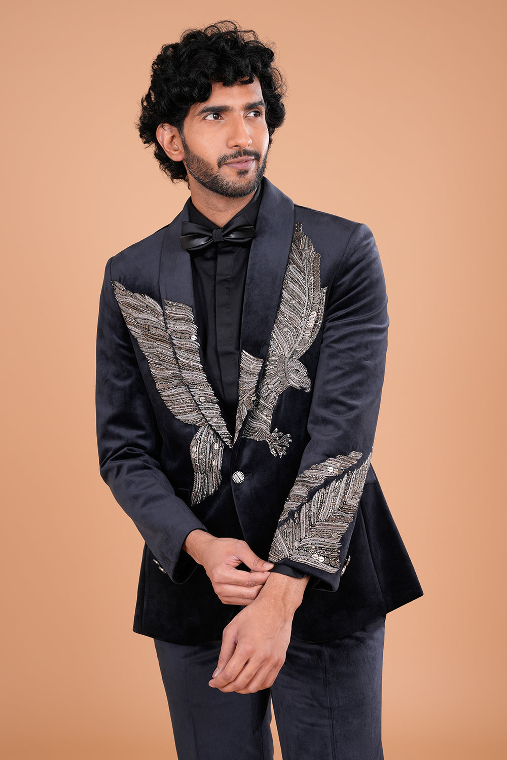 Black Velvet Tuxedo Set