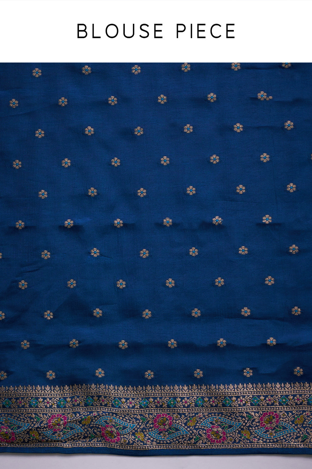 Blue Banarasi Silk Patola Print Saree with Unstitched Blouse