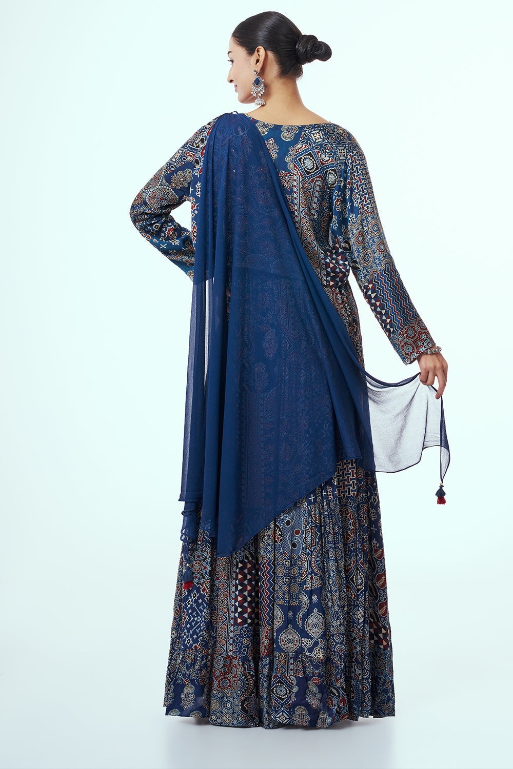 Blue Modal Indo-Western Dress with Cutdana Work