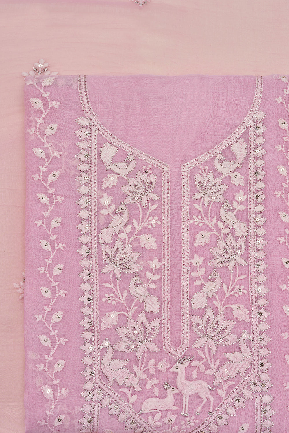 Blush Pink Resham Embroidered Unstitched Suit Set