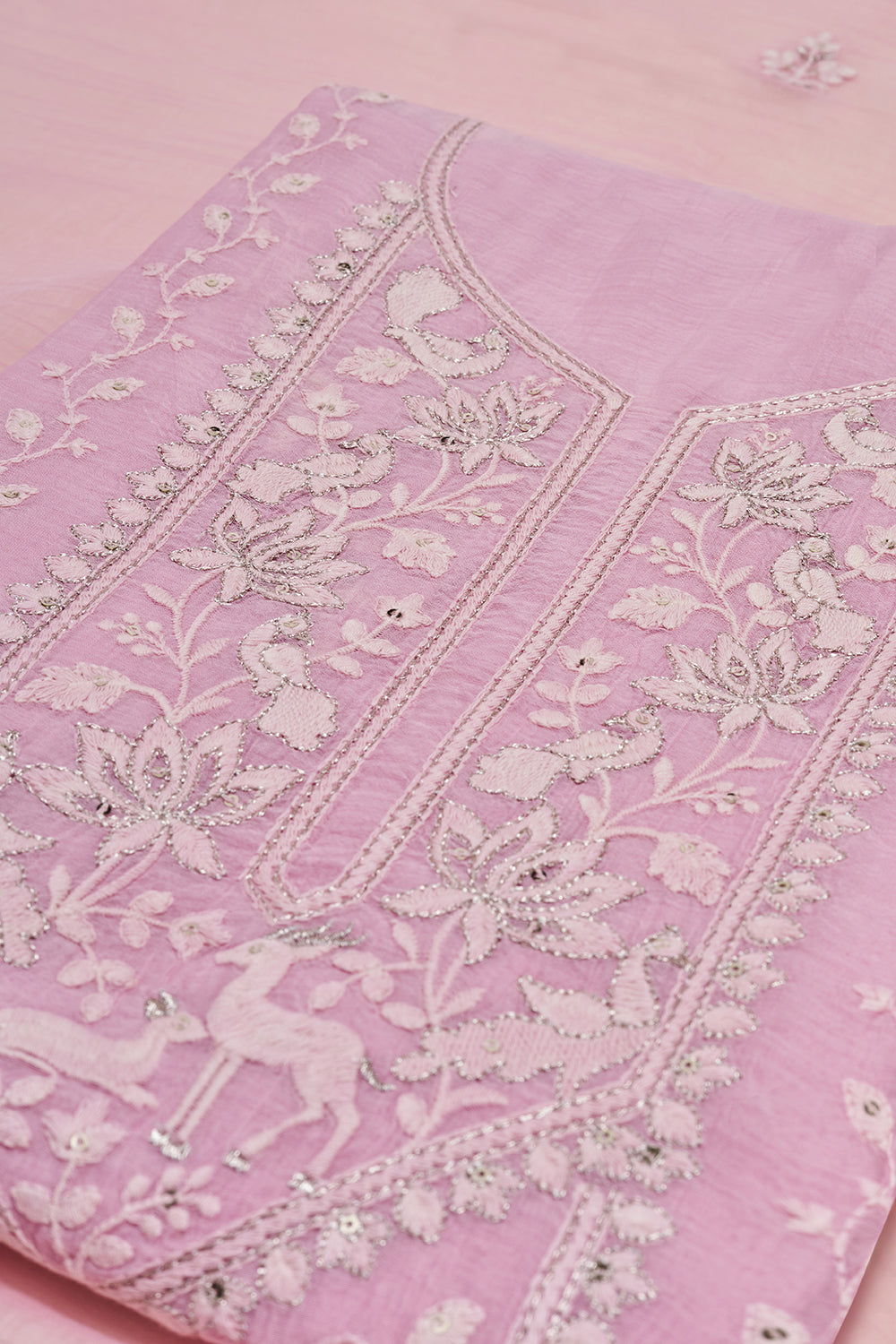 Blush Pink Resham Embroidered Unstitched Suit Set