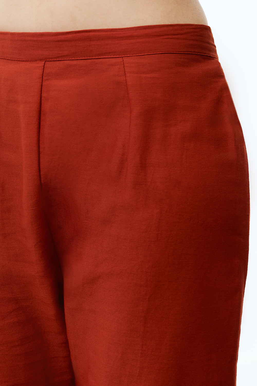 Burnt Orange Cotton Suit Set with Resham and Sequin Work