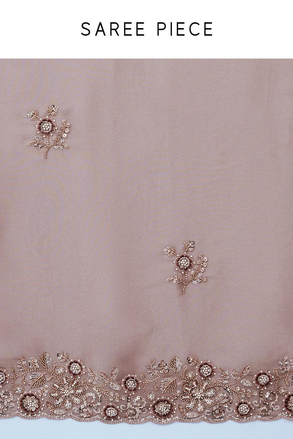 Champagne Gold Shimmer Organza Saree with Resham Work