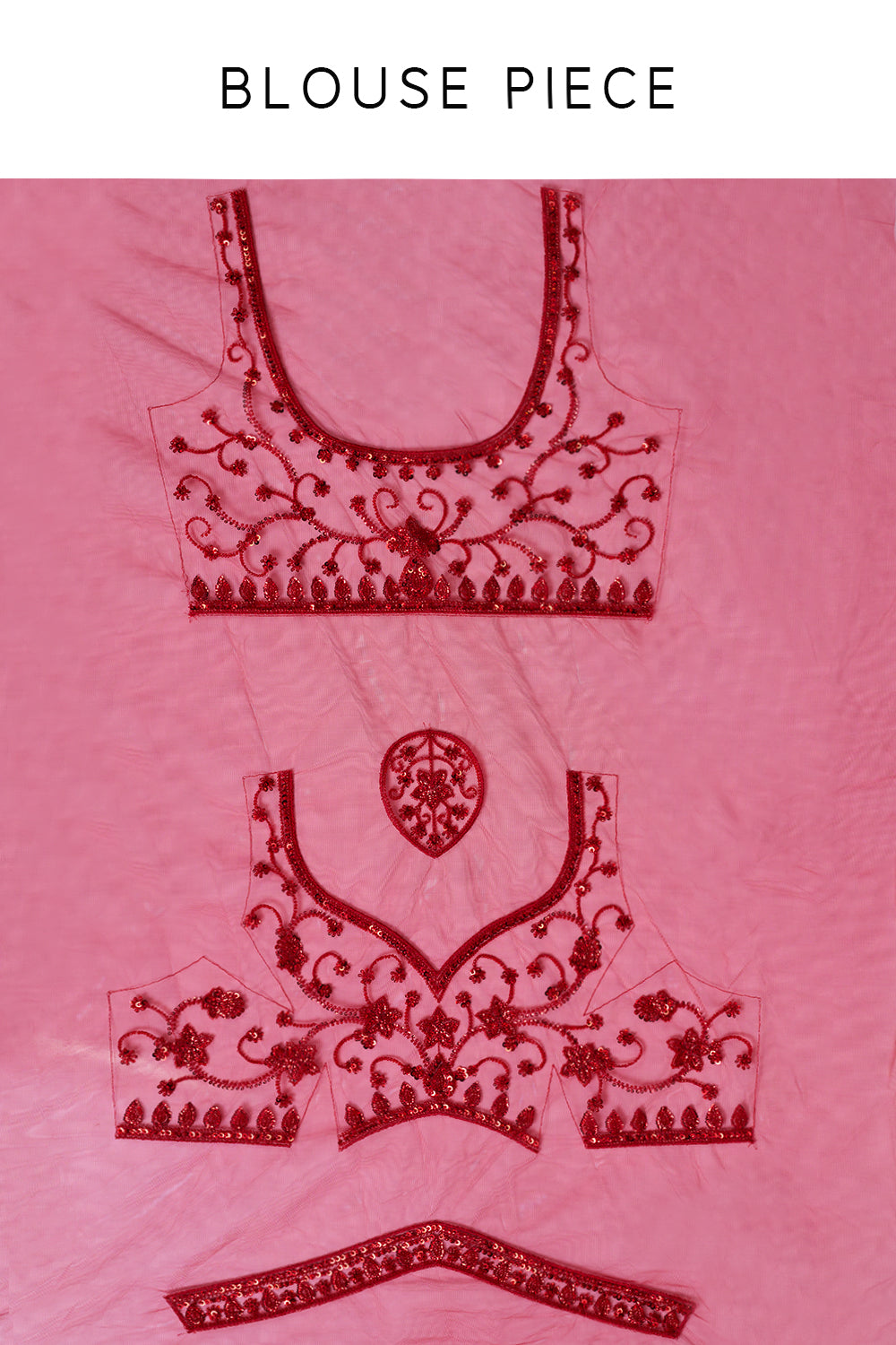 Cherry Red Net Saree with Sequin and Bead Work