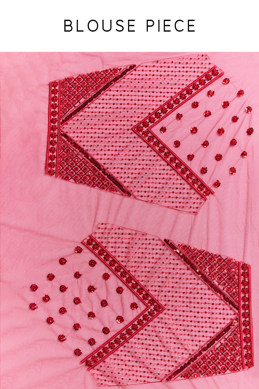 Cherry Red Net Saree with Sequin and Cutdana Work