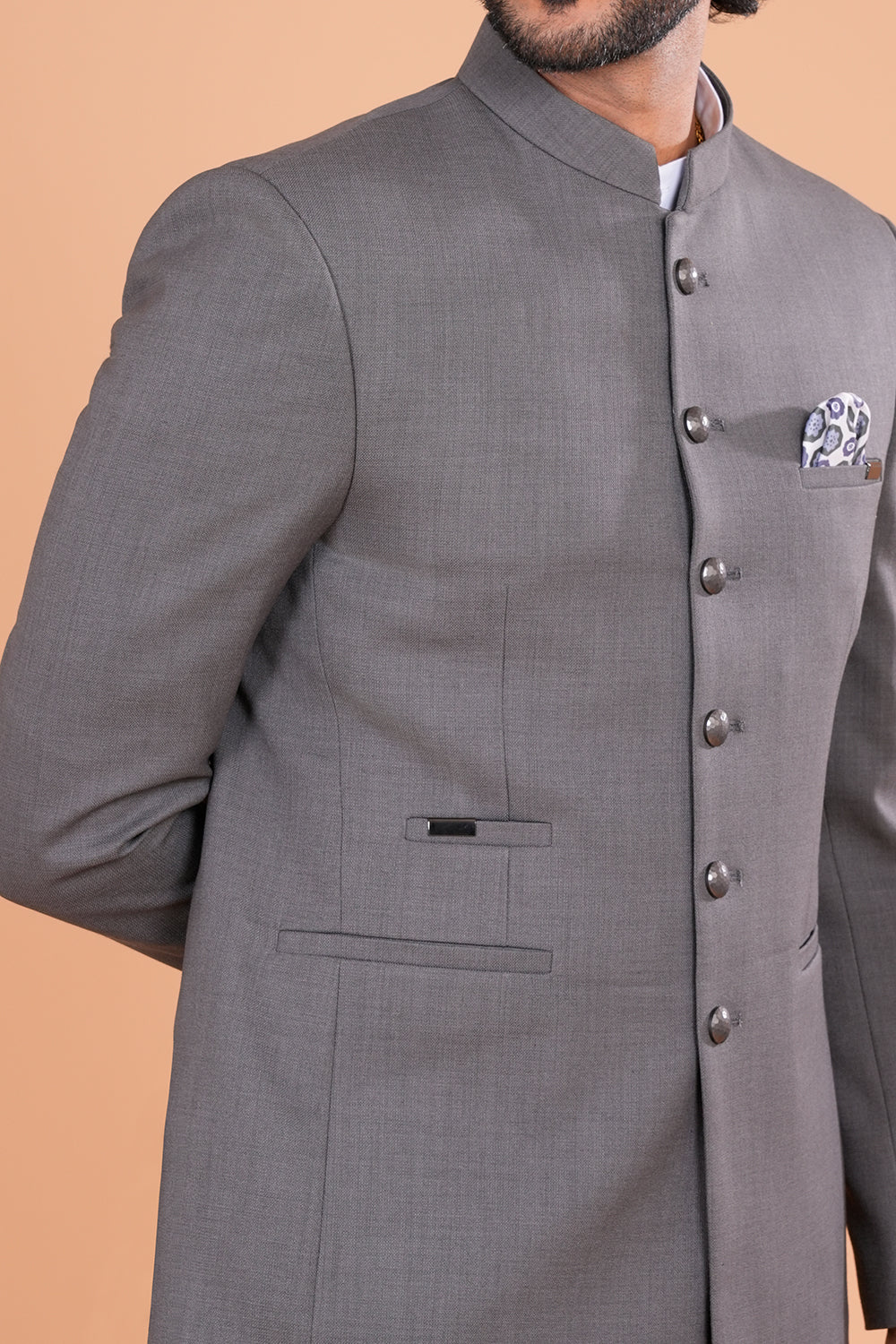 Classic Grey Minimal Jodhpuri Set