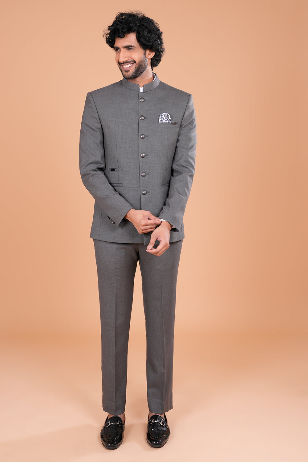 Classic Grey Minimal Jodhpuri Set