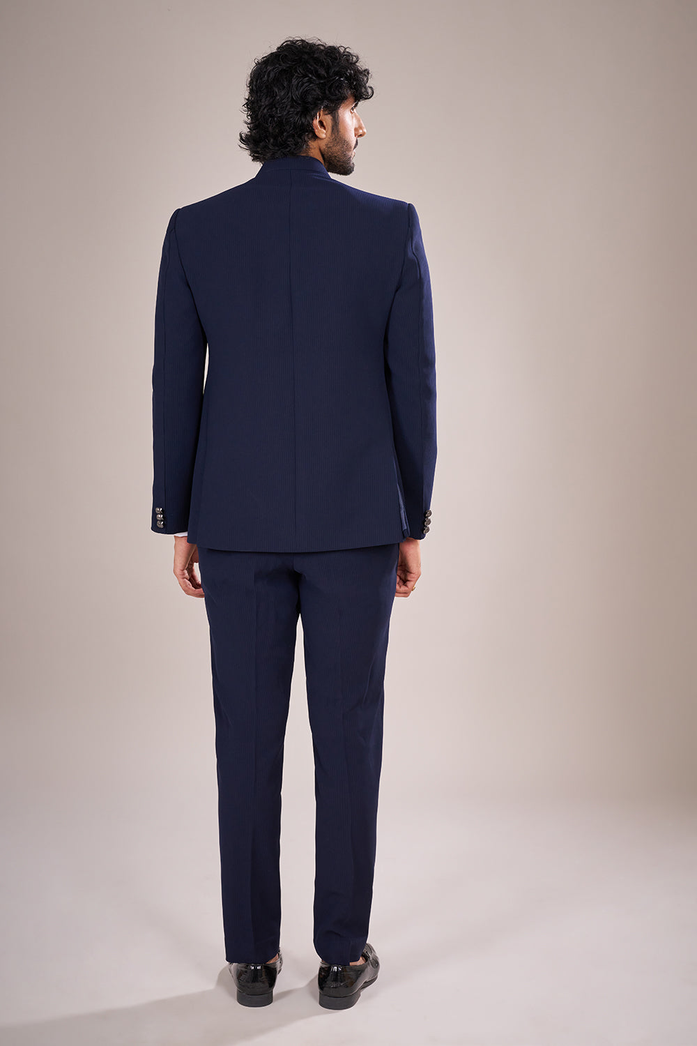 Classic Rayon Navy Bandhgala Suit Set