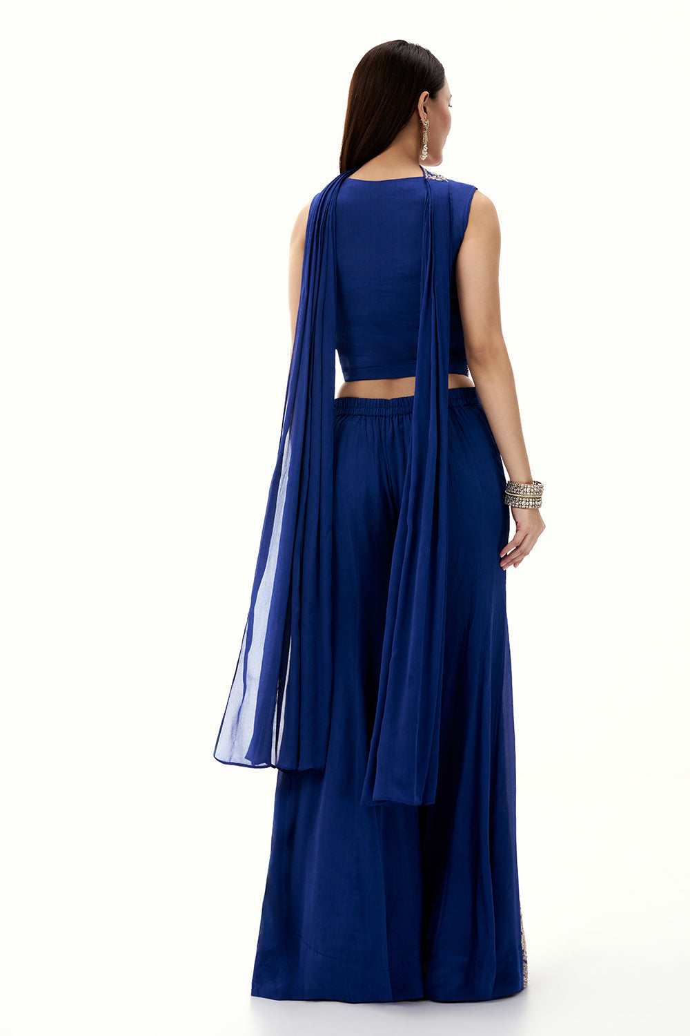 Cobalt Blue Chinon Set with Zardosi and Cutdana Work