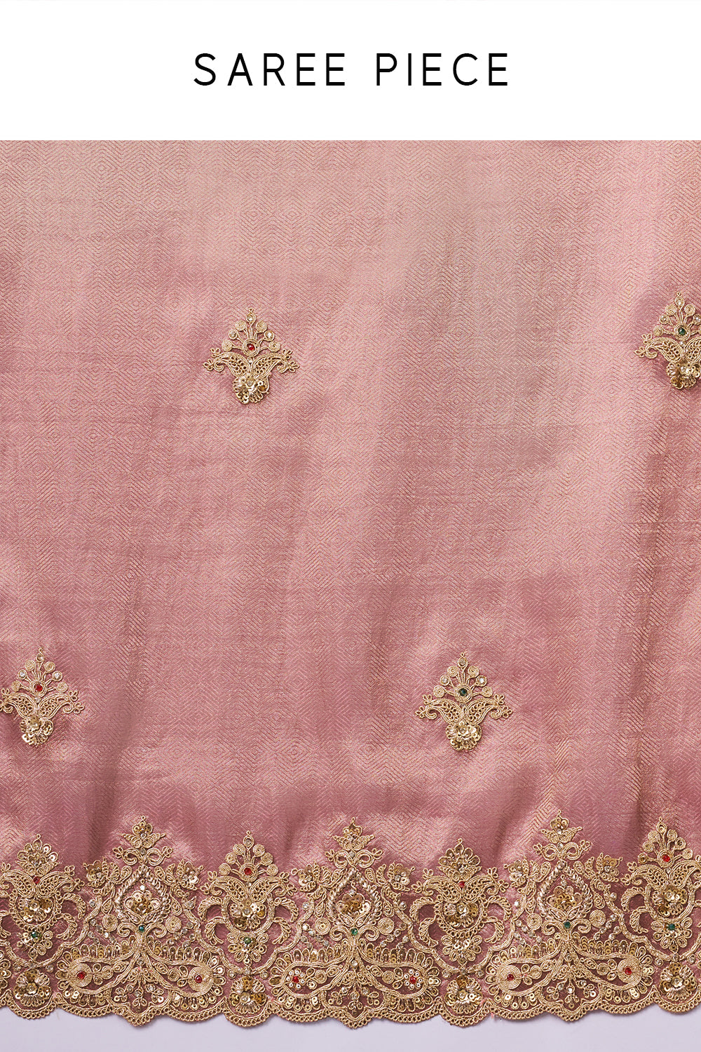 Copper Golden Coloured Tissue Silk Saree with Zari and Sequin Work