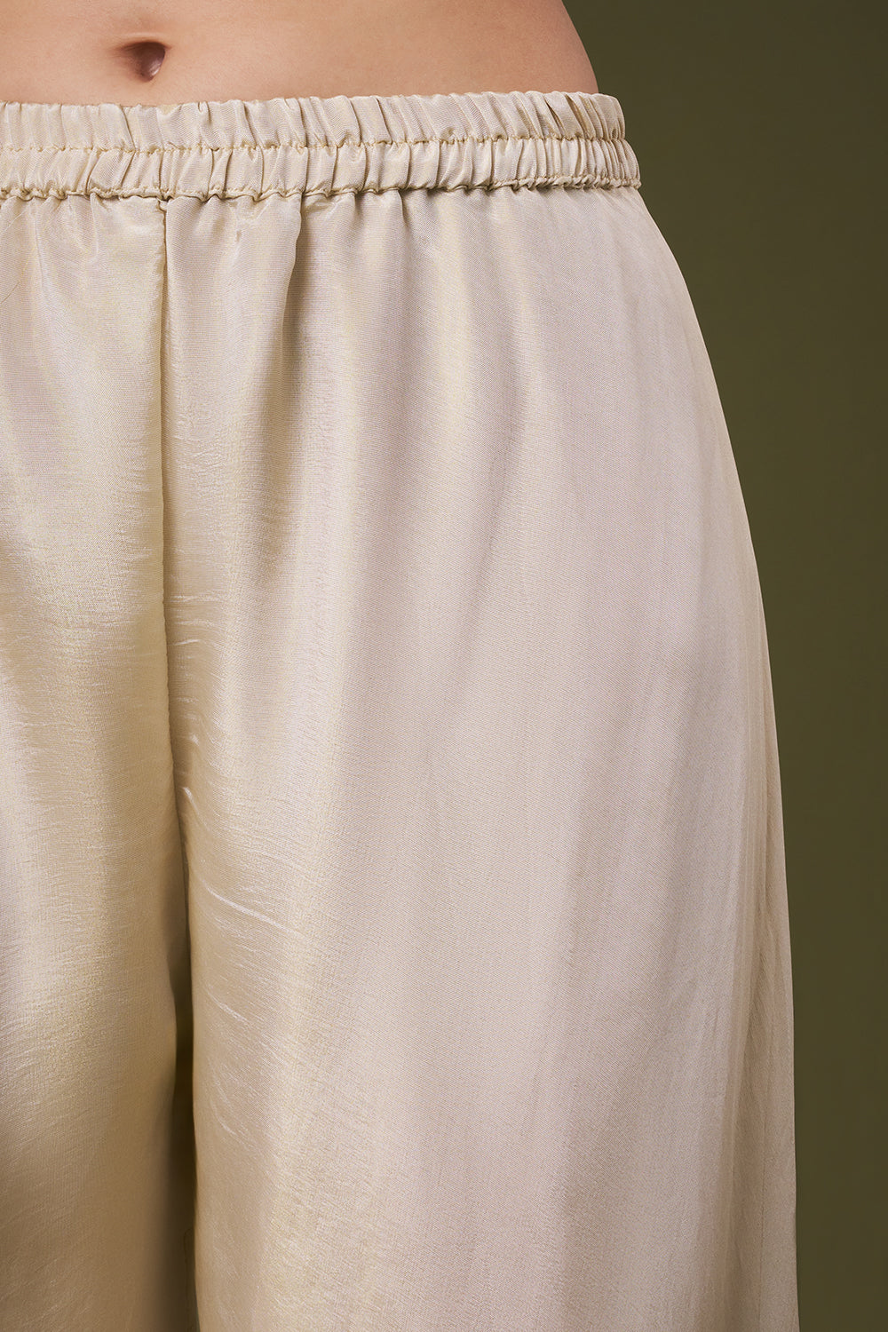 Cream Golden Tissue Peplum Palazzo Suit with Gota and Zardosi Work