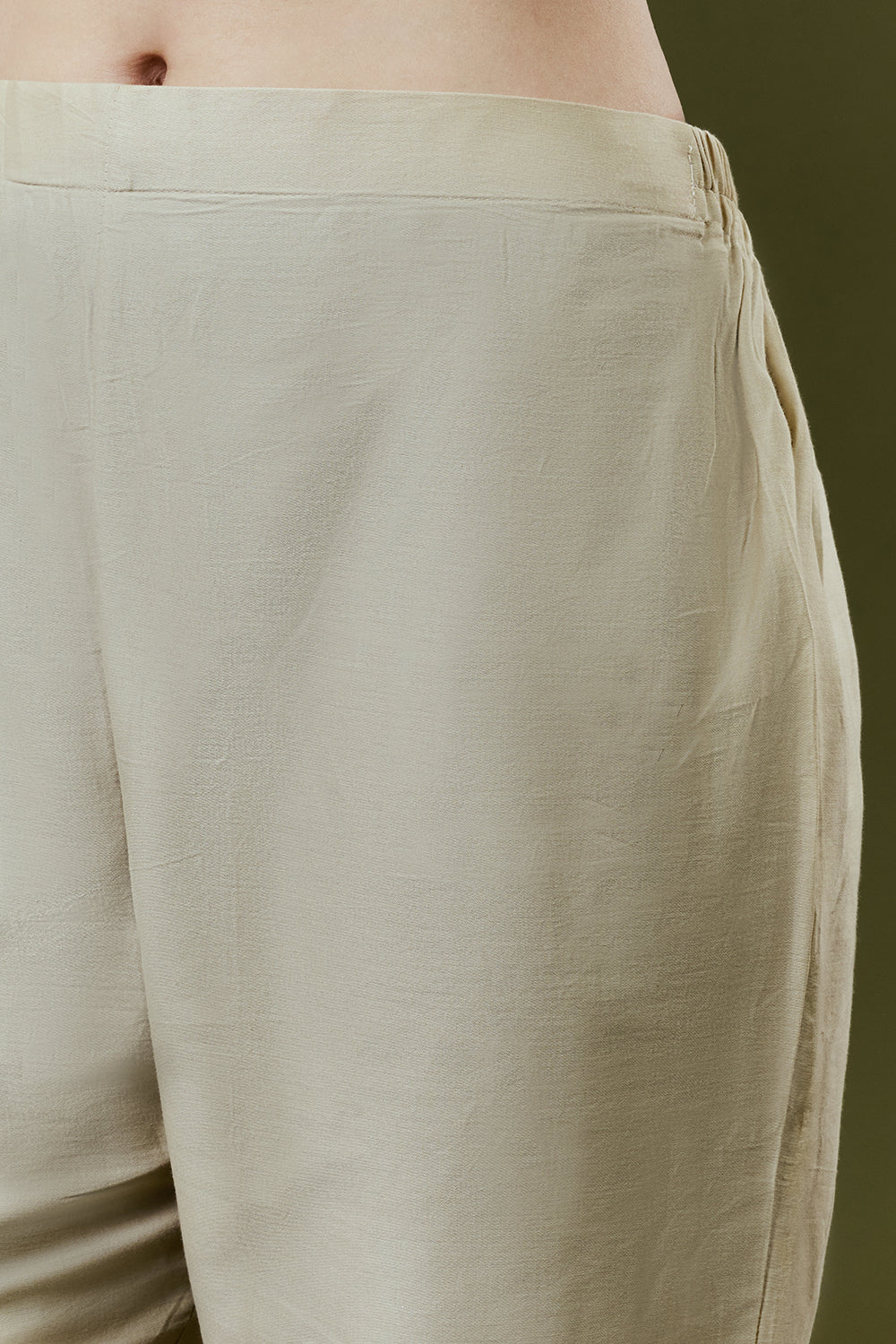 Cream Silk Suit Set With French Knot and Gotta Work