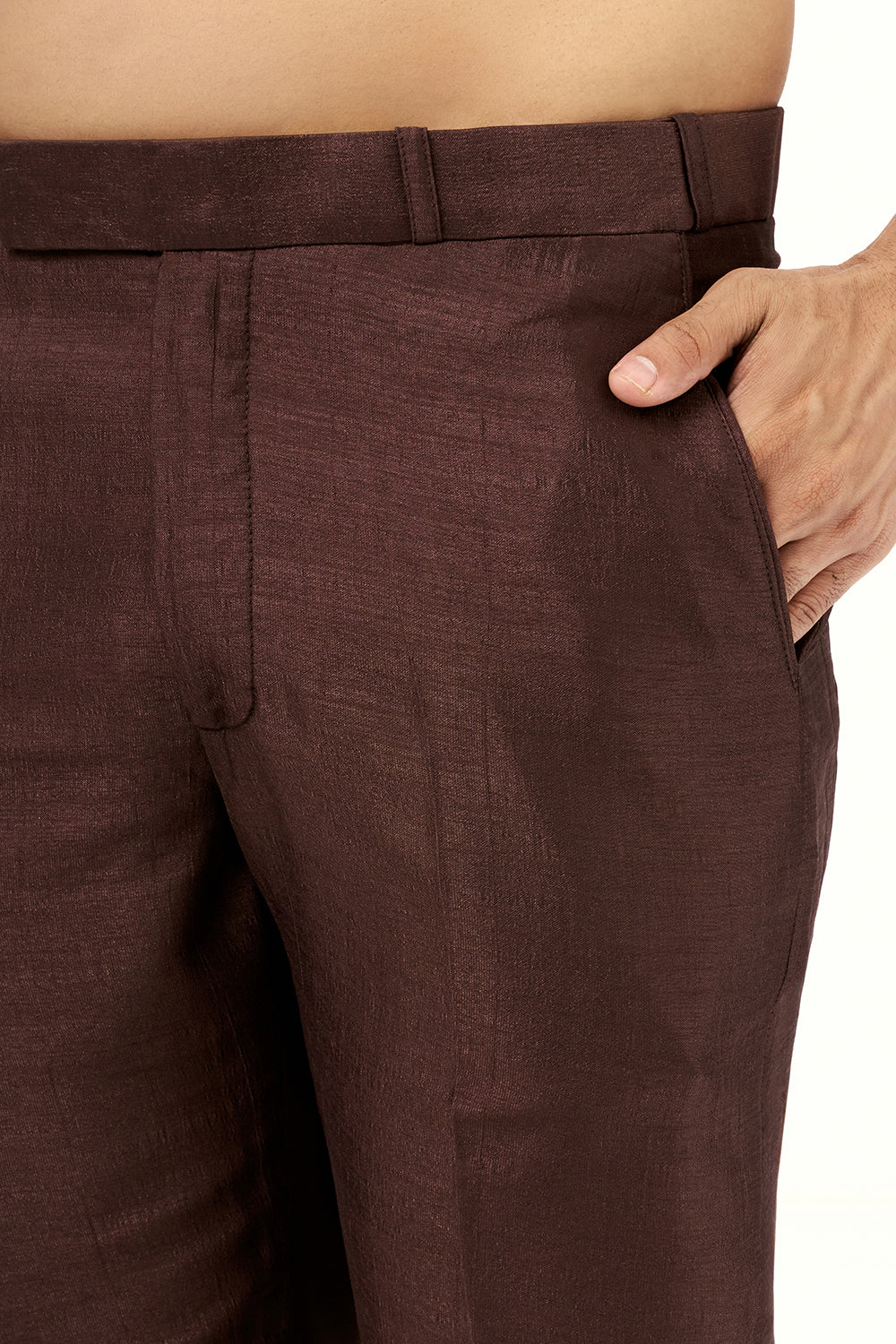 Dark Brown Raw Silk Mens Jodhpuri Set with Mirror Work