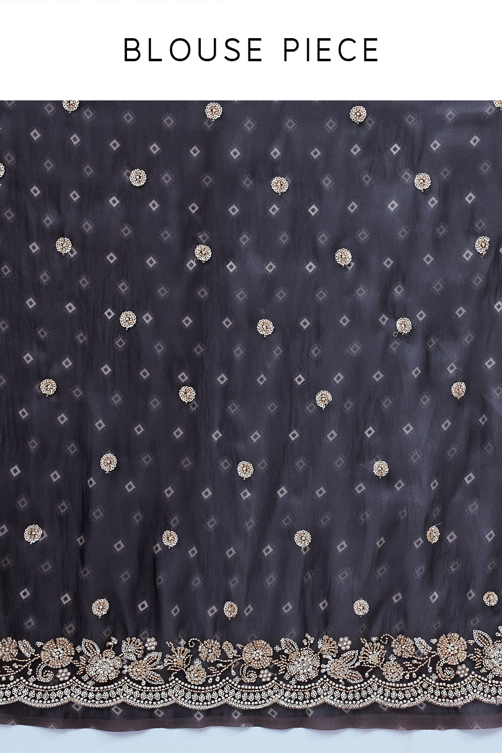 Dark Grey Shimmer Zari Tissue Printed & Embellished Saree
