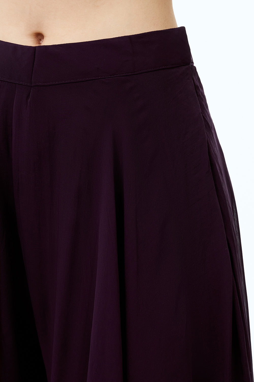 Dark Wine Organza Indo Western Set With Moti and Applique Work