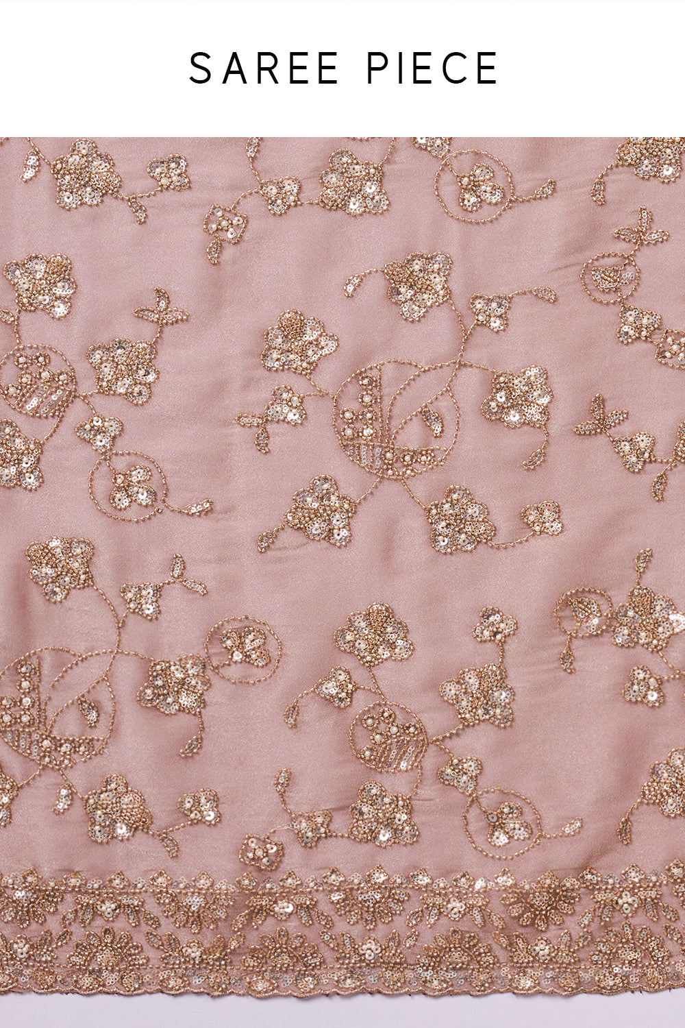 Dusty Brown Glass Organza Saree with Sequin and Cutdana Work