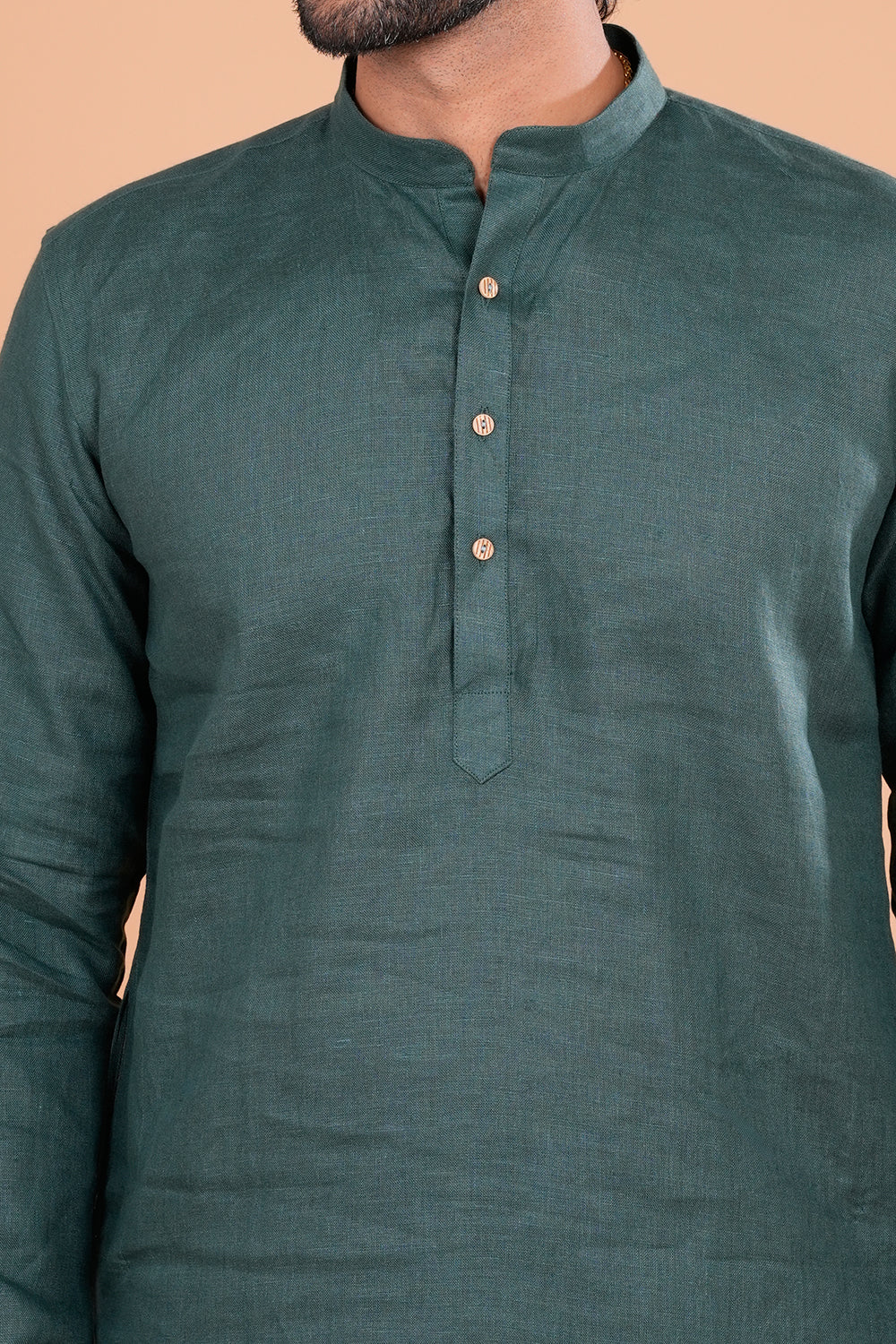 Forest Green Linen Men's Kurta Set