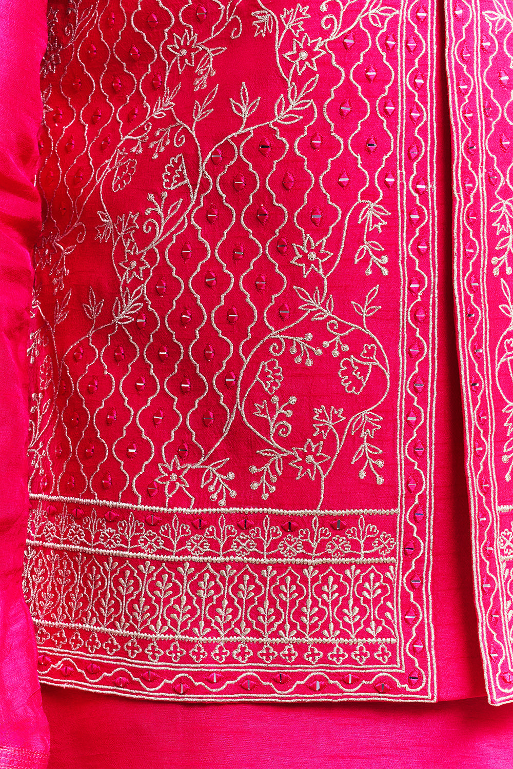 Fuchsia Art Silk Floral Motifs Men's Kurta with Jacket