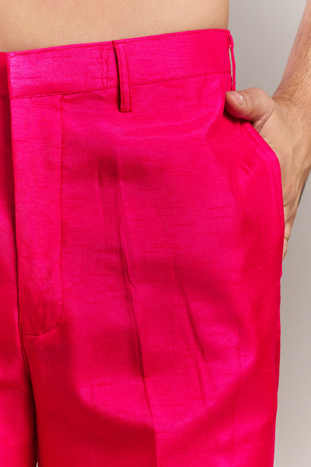 Fuchsia Art Silk Floral Motifs Men's Kurta with Jacket
