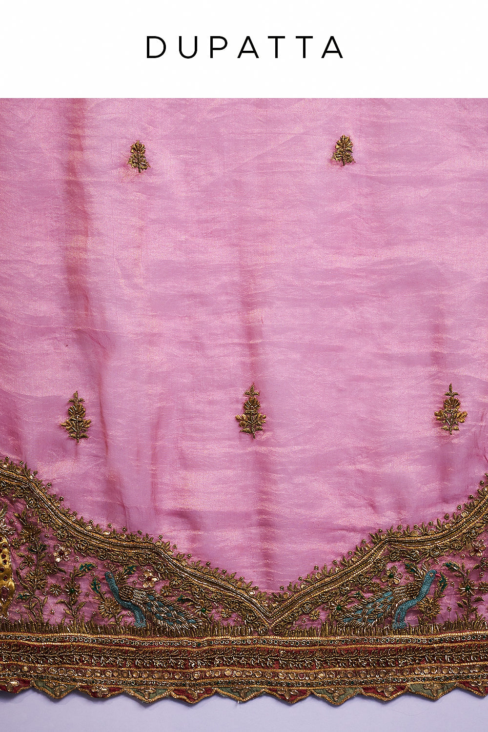 Gold Tissue Silk Bridal Lehenga with Ornate Zardozi Work