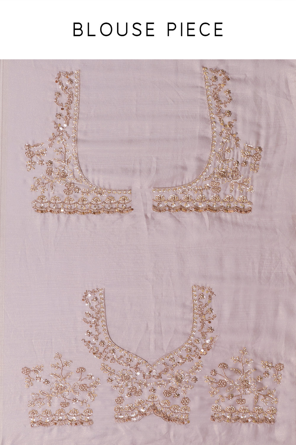 Golden Grey Crushed Tissue Embroidered Saree With Sequin Embroidery