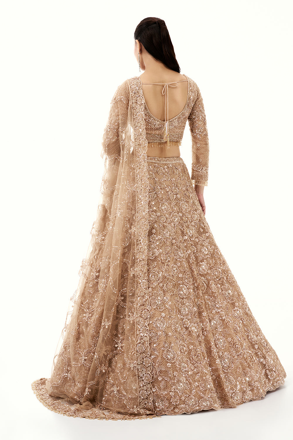 Golden Lehenga with Zardosi and Cutdana Embroidery