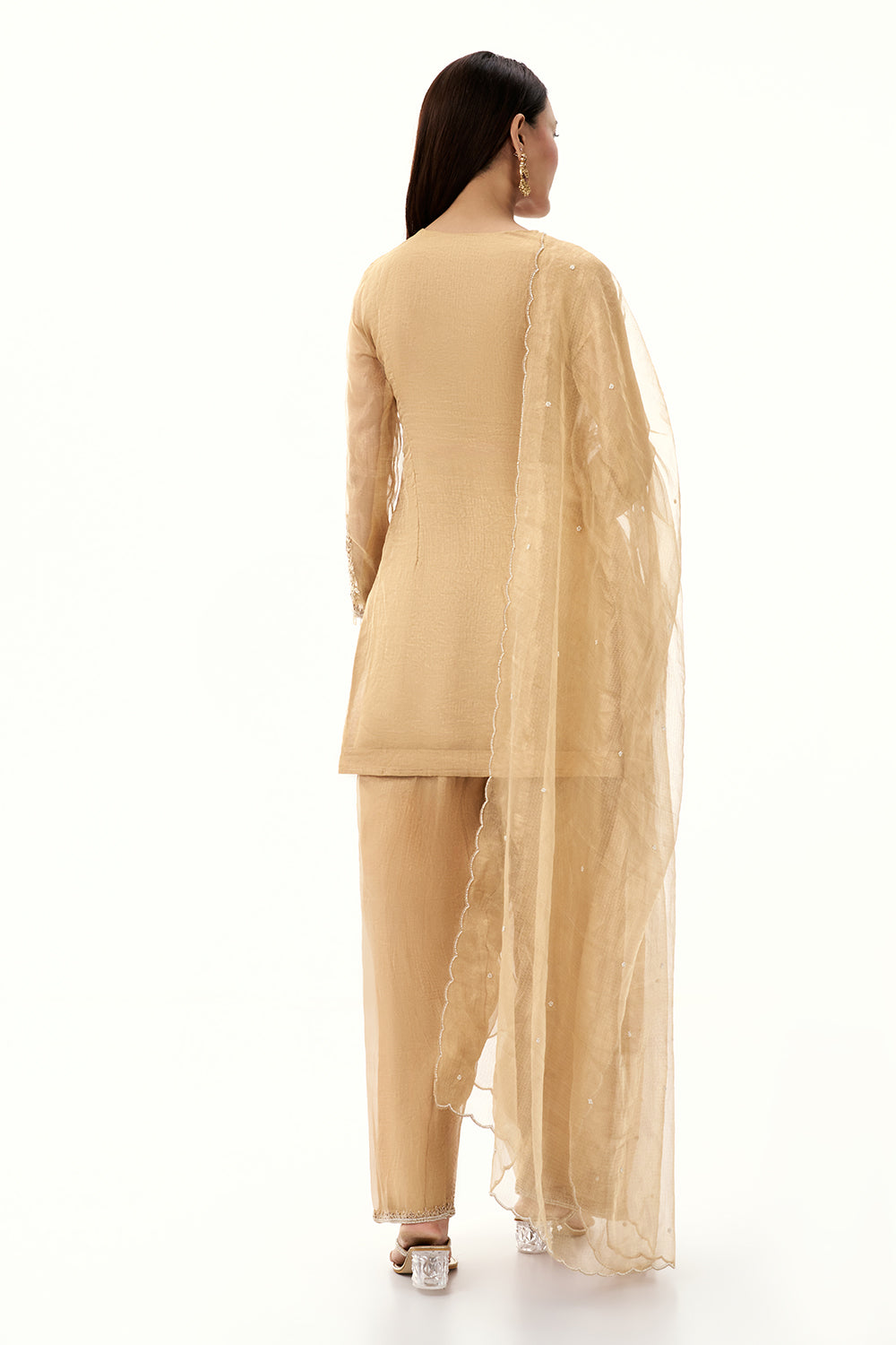 Golden Tissue Suit with Zardosi and Bead Work