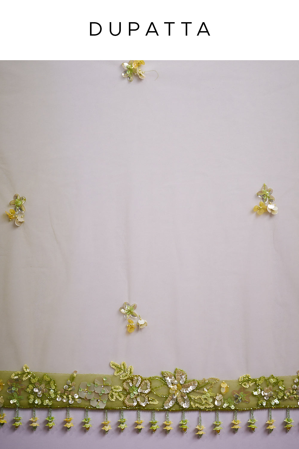 Green Ombré Net Bridal Lehenga with 3D Floral Embellishments