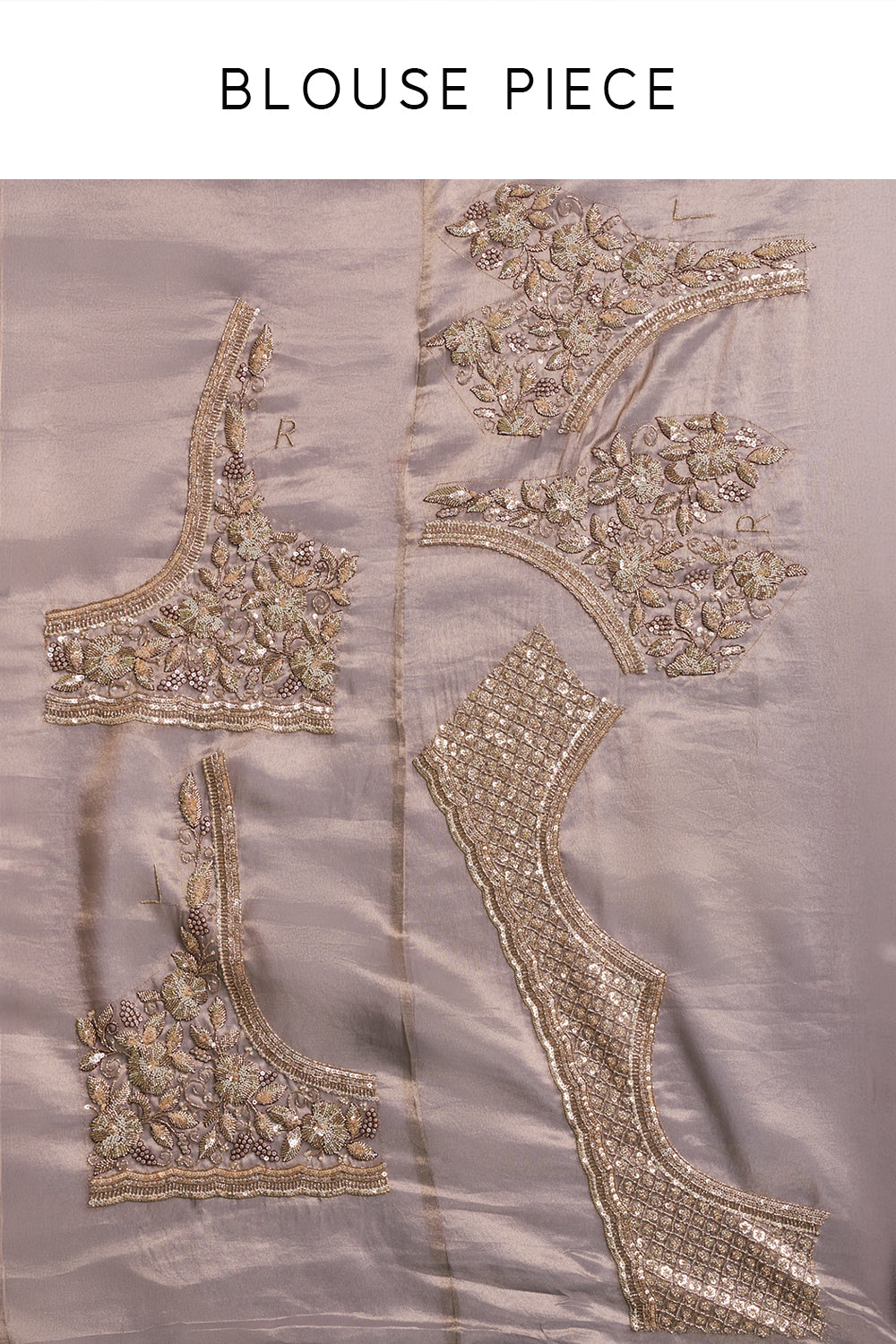 Grey Golden Jacquard Embroidered Saree with Sequin and Pearl Work